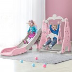 Keezi Kids Slide 170cm Extra Long Swing Basketball Hoop Toddlers Playset - Pink Keezi Kids Slide 170cm Extra Long Swing Basketball Hoop Toddlers Playset - Pink