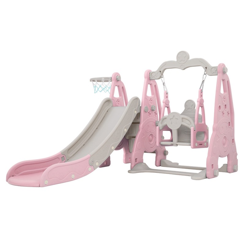 Keezi Kids Slide 170cm Extra Long Swing Basketball Hoop Toddlers Playset - Pink Keezi Kids Slide 170cm Extra Long Swing Basketball Hoop Toddlers Playset - Pink