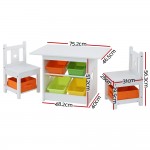 Keezi 3 pcs Kids Table and Chairs Set Furniture Play Storage Box - White Keezi 3 pcs Kids Table and Chairs Set Furniture Play Storage Box - White