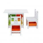 Keezi 3 pcs Kids Table and Chairs Set Furniture Play Storage Box - White Keezi 3 pcs Kids Table and Chairs Set Furniture Play Storage Box - White