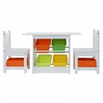 Keezi 3 pcs Kids Table and Chairs Set Furniture Play Storage Box - White Keezi 3 pcs Kids Table and Chairs Set Furniture Play Storage Box - White