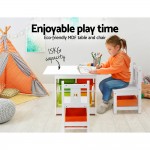 Keezi 3 pcs Kids Table and Chairs Set Furniture Play Storage Box - White Keezi 3 pcs Kids Table and Chairs Set Furniture Play Storage Box - White