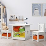 Keezi 3 pcs Kids Table and Chairs Set Furniture Play Storage Box - White Keezi 3 pcs Kids Table and Chairs Set Furniture Play Storage Box - White