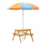 Keezi Kids Outdoor Table and Chairs Picnic Bench Set Umbrella Water Sand Pit Box Keezi Kids Outdoor Table and Chairs Picnic Bench Set Umbrella Water Sand Pit Box