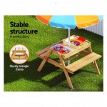 Keezi Kids Outdoor Table and Chairs Picnic Bench Set Umbrella Water Sand Pit Box Keezi Kids Outdoor Table and Chairs Picnic Bench Set Umbrella Water Sand Pit Box