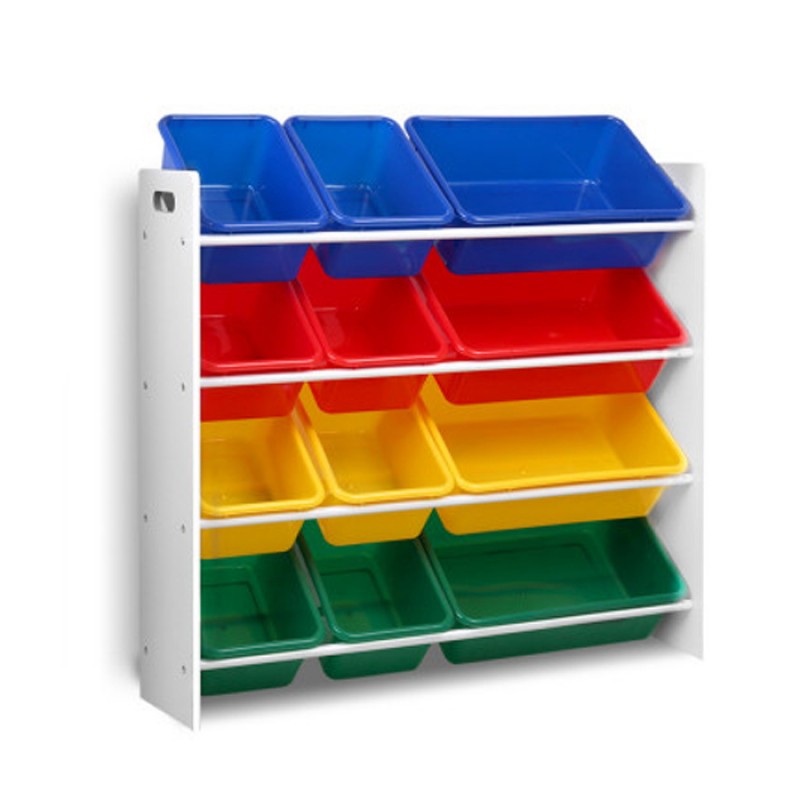 Keezi Kids 12 Plastic Bins Toy Organiser Box Bookshelf Storage Children Rack Keezi Kids 12 Plastic Bins Toy Organiser Box Bookshelf Storage Children Rack