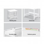 Keezi Kids Drawing Writing Desk Play Table and Chair Set- White Keezi Kids Drawing Writing Desk Play Table and Chair Set- White