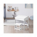 Keezi Kids Drawing Writing Desk Play Table and Chair Set- White Keezi Kids Drawing Writing Desk Play Table and Chair Set- White