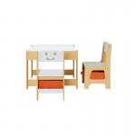 Keezi 3pcs Table and Chairs Set Kids Storage Box Desk - White and Natural Keezi 3pcs Table and Chairs Set Kids Storage Box Desk - White and Natural