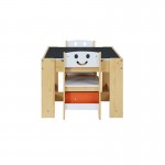 Keezi 3pcs Table and Chairs Set Kids Storage Box Desk - White and Natural Keezi 3pcs Table and Chairs Set Kids Storage Box Desk - White and Natural