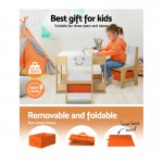 Keezi 3pcs Table and Chairs Set Kids Storage Box Desk - White and Natural Keezi 3pcs Table and Chairs Set Kids Storage Box Desk - White and Natural