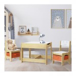 Keezi 3pcs Table and Chairs Set Kids Storage Box Desk - White and Natural Keezi 3pcs Table and Chairs Set Kids Storage Box Desk - White and Natural