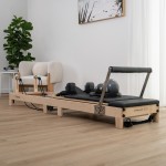 Lifespan Fitness Contour Folding Wooden Pilates Reformer Machine - Black
