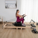 Lifespan Fitness Contour Folding Wooden Pilates Reformer Machine - Black