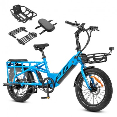 Progear E-Moover Cargo Bike + Transporter Kit - Electric Blue