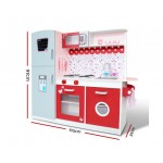 Keezi Kids Wooden Kitchen Play Set with Fridge - Pink & Red