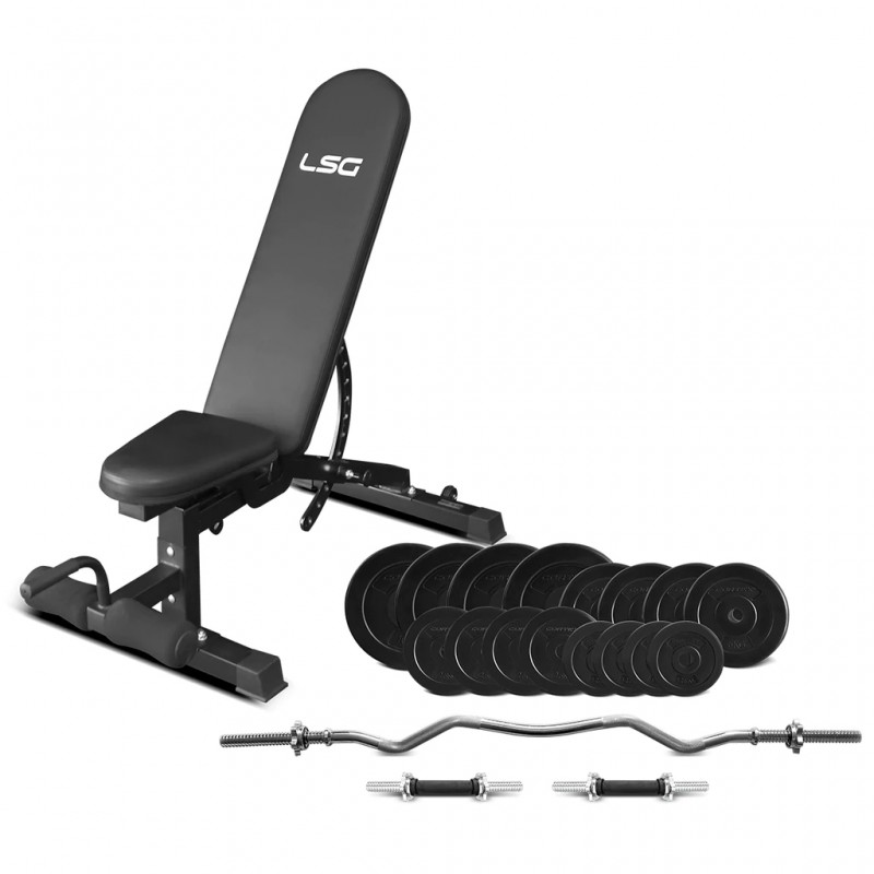 LSG GBN-006 14-Level FID Exercise Bench + Dumbbell & Curl Bar 84kg Weight Package LSG GBN-006 14-Level FID Exercise Bench + Dumbbell & Curl Bar 84kg Weight Package